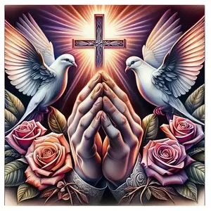 Jesus 5D DIY Diamond Art Kit for Adults, Religious Cross Praying Diamond painting kits,Full Round Drill Christian Diamond Mosaic Art for Adults, Diamond Dots,Gem Art and Crafts kits,Home Wall Decor 16X16inch summerwins