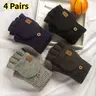 4-Pairs Knitted Fingerless Touch Screen Gloves, Thick Warm Fabric Cold Weather Bag Accessory for Men & Women, Student-Friendly Half Finger Design