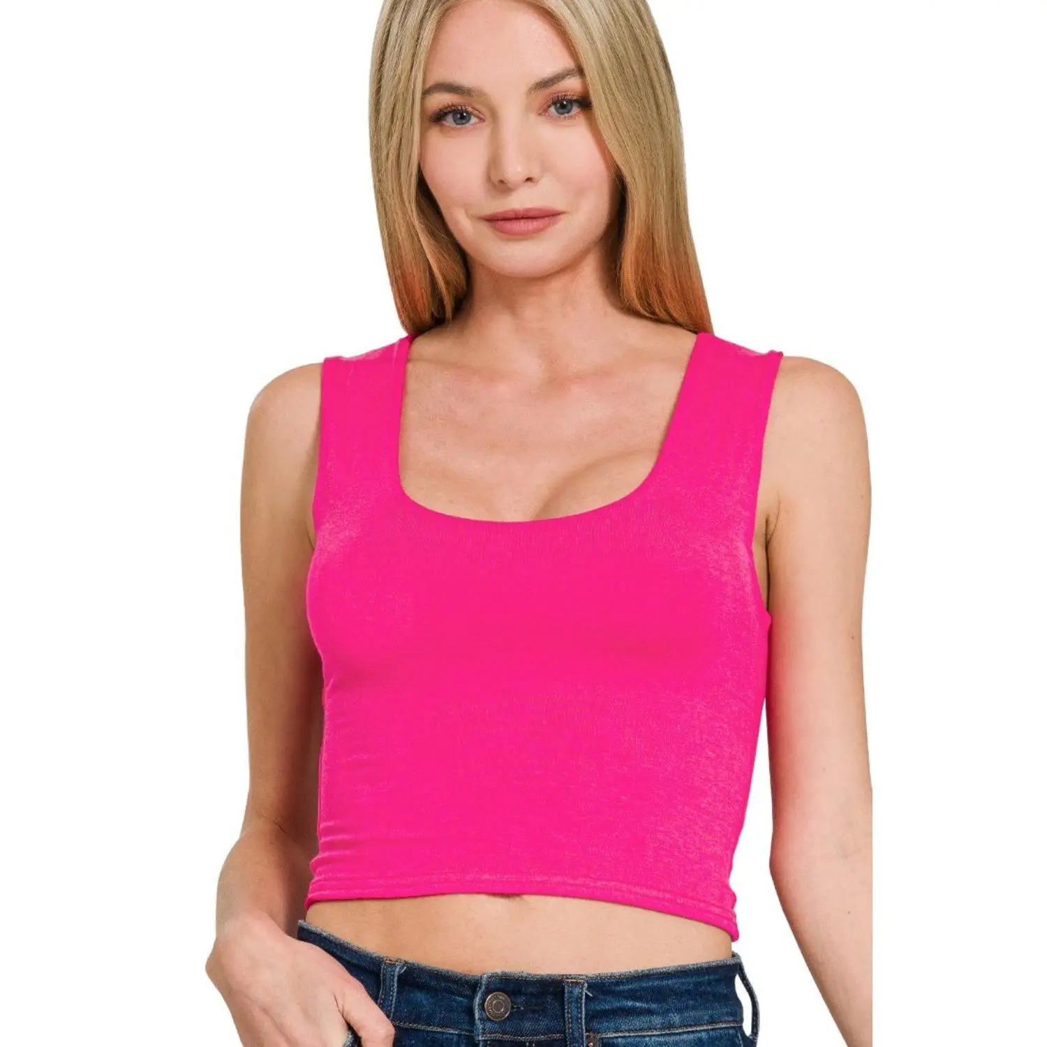 Zenana Double Layered Cropped Tank Top