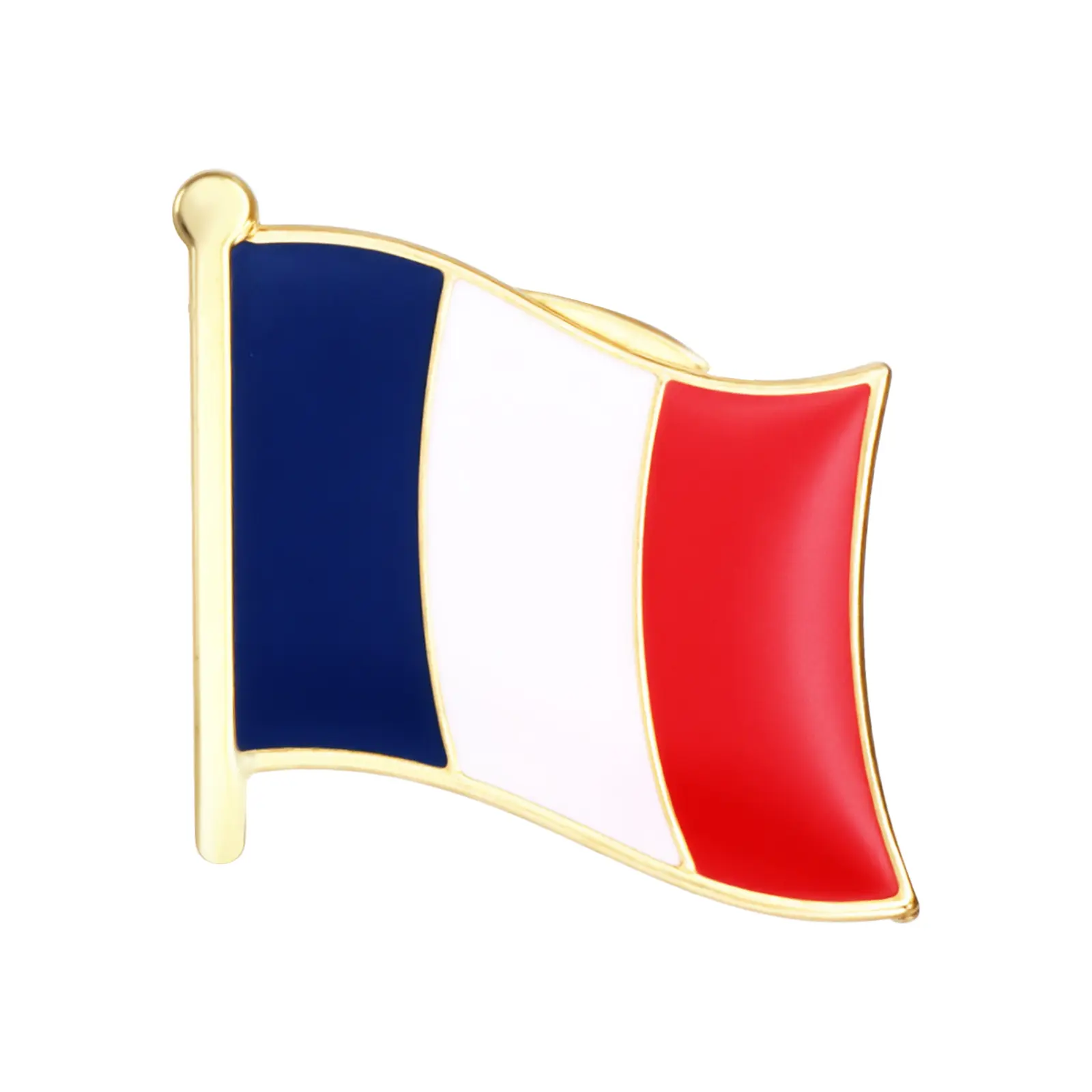 OIDEA Male Polished Brass French Flag Lapel Pin - Patriotic Tarnish-Free Metal Coating Brooch for Suits, Formal Wear, European-Style Graphic French Flag Design, 0.59in x 0.62in, Daily