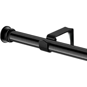 Small Curtain Rods for Windows 30" to 45" 5/8 Inch Standard Decorative Black Curtain Rod with Brackets Easy to Install for Bedroom Living room Kitchen (30",45")