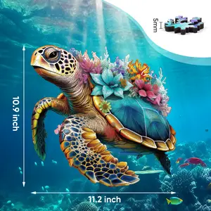 Birthday Gift / Toy/ Kidult Selected Gifts for Father's Day Delobil Premium Thick Puzzles for Adults with Puzzle Saver, Unique Adult Jigsaw Puzzles, Brain Teaser Family Game Gift, Leisure Time Fun Challenge & Stress Relief-Coral Turtle-200pcs