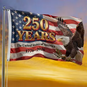 America 250Th Anniversary Flag 1776-2026 Patriotic Eagle Banner, USA Stars And Stripes Outdoor Decor for Garden Yard Porch, 4Th Of July Party Supplies