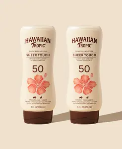Hawaiian Tropic Sheer Touch Ultra Radiance Water Resistant Broad Spectrum Sunscreen Lotion, Pack of 2, SPF 50, 8.0 fl oz, Water Resistant Sunscreen