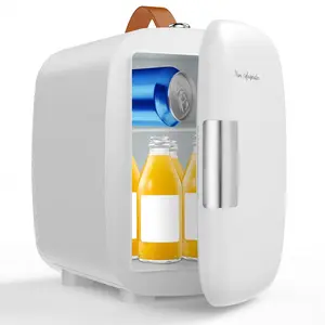 Portable Car Mini Fridge 4L/4.23QT – 12V DC & 120V AC for Home, Office, Road Trip – Ultra-Quiet Skincare Cooler for Drinks, Food, Makeup (3 Colors: White/Red/Black)