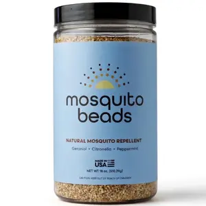 Natural Mosquito Repellent Beads | Long-Lasting | Outdoor & Patio Protection | Geraniol, Citronella, Peppermint Essential Oils | Fresh Scent, Pet Safe & 100% Biodegradable | 5oz-18oz