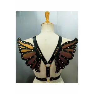Faux Leather Bronze/Gold Butterfly Wing Harness