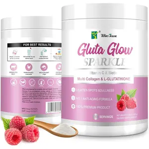 Multi Collagen & L-Glutathione Powder – Supports Skin Brightening & Healthy Glow – Hydrolyzed Collagen Peptides Types I, II, III, V & X – Vitamin C & Biotin – Hair, Skin & Nail Support – 30 Servings