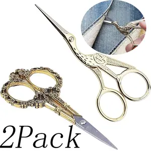 2 Pack Stainless Steel Scissors,Vintage Plum Blossom Scissors and Classic Crane Design Sewing Scissors,for Craft, Art Work