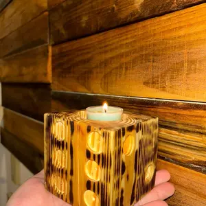 Dice Candle Holders - Wooden Design with Natural Finish, Ideal for Home Decor and Candle Lifting
