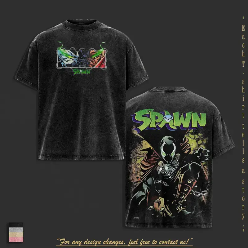 Spawn Retro Graphic T-Shirt V2, Vintage Comic Inspired Oversized Tee, Acid-Washed Cotton Streetwear, Dark Hero Aesthetic Shirt, Unisex Casual Outfit, Cool Gift for 90s Comic & Superhero Fans