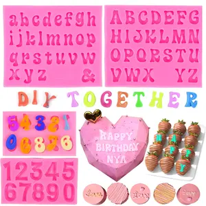 4Pcs Silicone Letter Molds Set - Uppercase, Lowercase & Number Fondant Molds for Chocolate Covered Strawberries, Candy & Baking