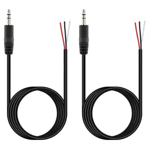 3.5mm 1/8" to Speaker Wire, 2-Pack 6FT 3.5mm TRS Stereo Male Plug to Bare Wire Pigtail Connector Adapter Repair 3.5mm Jack Audio  for Speaker Headphone Headset Earphone