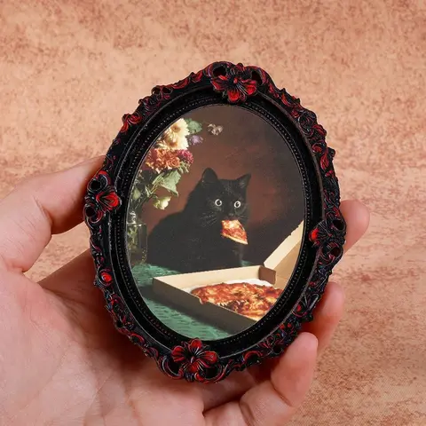 Funny Cat Refrigerator Magnet, Oval Frame Magnet, Small Decorative Animal Magnet, Perfect for Living Room, Kitchen, Bedroom, Holiday Gift, Cute Fridge Magnets, Refrigerator Decorating Magnets