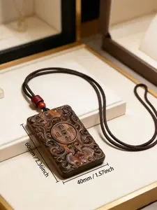 Agarwood Carved Pendant, Wealth and Prosperity Charm, Unisex Chinese Style Hanging Ornament, Real Photo, Feng Shui Lucky Token, Amulets, Wood Ornaments