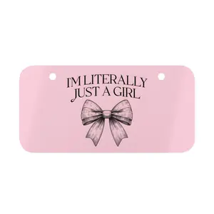 I'm Literally Just a Girl Pink Mini License Plate 6" x 3" - Fun Car Magnet, Cute Girl Design, Durable Aluminum with Pre-Drilled Holes for Motorcycle, Car
