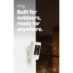 Ring Outdoor Cam (Stick up Cam), Weather-Resistant Home or Business Security Camera, Outdoor Ready, Live View, Color Night Vision, Two-Way Talk, Motion Alerts, Works with Alexa, White