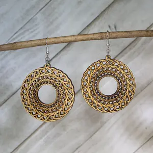 Celtic Knot Circle Wooden Dangle Earrings | Irish Jewelry
