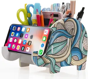 Elephant Pen & Pencil Holder for Desk – Cute Desk Organizer with Marker, Makeup Brush Holder, Phone Stand, Christmas Gifts for Adults