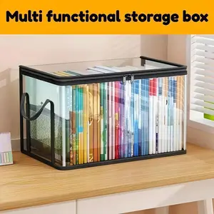 Large Clear Thick Plastic Storage Box with Hinged Lid, Heavy-Duty Durable High Capacity Organizer, Perfect for Home, Camping, Travel, Attic and Moving
