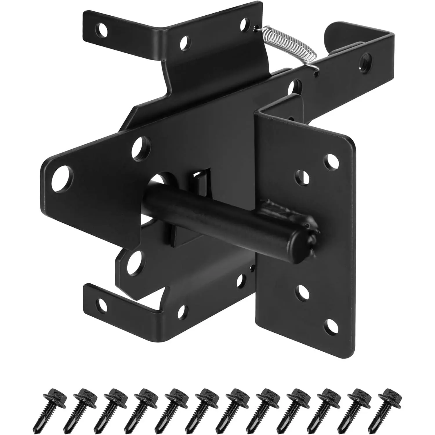 Self Locking Gate Latch Heavy Duty for Wooden Fence Gate,  Mount Automatic Gravity Gate Lock Door Latch Hardware for Garden, Yard, Secure Pool, Black