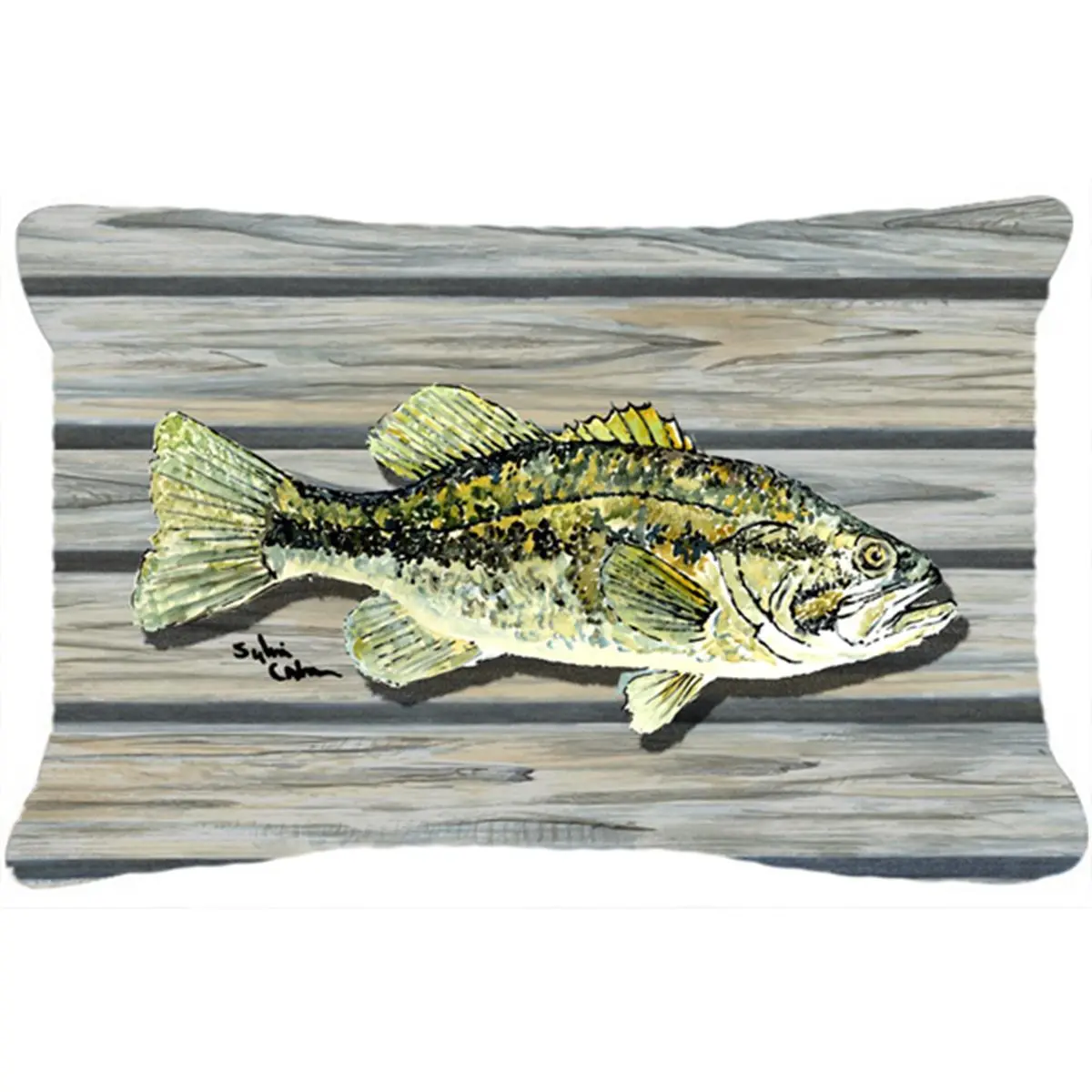 CAROLINE'S TREASURES Handmade Smallmouth Bass Decorative Pillow - 12x3x16in Polyester Home Décor, Fade-Resistant, Mildew-Resistant, Machine-Washable Indoor/Outdoor Pillow