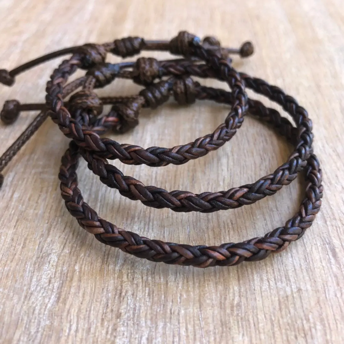 Key West Leather Bracelet Dark Brown Family Matching Bracelets Adjustable