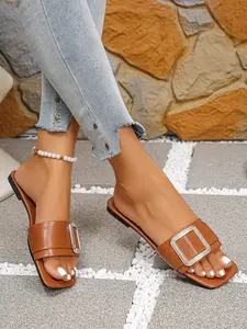 Sparkling Rhinestone Square Buckle Sandals, Summer Fashion High-Heeled Shoes, Elegant and Versatile Design, Perfect for Casual Wear