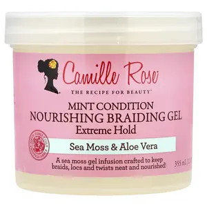 Camille Rose Mint Condition Nourishing Braiding Gel, Extreme Hold, Sea Moss & Aloe Vera, 12 oz (355 ml)