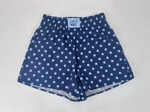Lulu Mac Women's Chic Navy Polka Dot Shorts, Comfortable 100% Cotton for Casual Day Outfits, Pairs with a Tee or Blouse