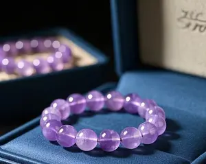 15mm Beaded Amethyst Bracelet - Consecrated by Taoist Masters Natural Crystal Jewelry, Enhances Honesty, Expands Connections, Brings Peace, Good Fortune, Inner Calm - for DIY Beading & Jewelry Making Projects