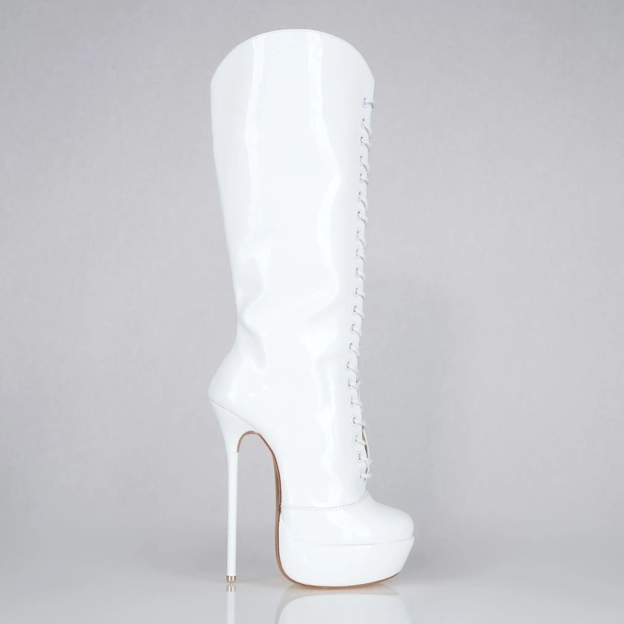 Mistress White Patent Knee Boots 160mm