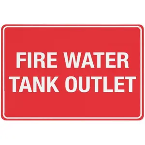 Fire Water Tank Outlet Sign Signs Outdoor, Uv Printed Aluminum 12 X 8 In, Weatherproof And Security Signs For Home Or Business