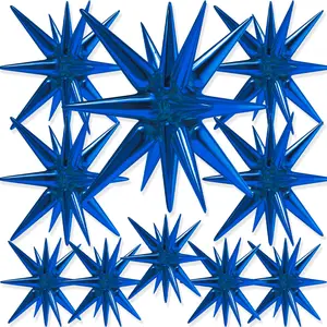 PartyWoo Navy Blue Star Foil Balloons 10pcs Different Sizes Pack of 42 27 22 Inch Explosion Spike Mylar Balloons for Gender Reveal Graduation Bachelorette Birthday Baby Shower Party Decorations