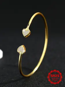 Elegant S925 Silver Heart Adjustable Bracelets for Women, Adjustable Open Bangle with Artificial Zircon Inlay, Perfect Gift for Girlfriend Mom Grandma, Adjustable Link Bracelet