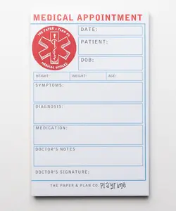 Medical Appointment Playtime Pads for Pretend Play - 4" x 6" 50 Sheets Made in USA for Pretend Play