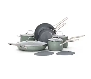 Calphalon Ceramic Nonstick 12-Piece Cookware Set, Silver Ash