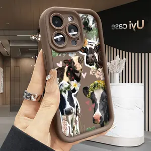 Pastoral Cow Soft Case for iPhone 17 Air 16 Pro Max 15 Plus 14 13 12 11 X Shockproof Drop Protection Rugged Durable Silicone Cover Anti-Scratch Festive Design