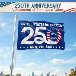 FLAGWIX American 250 Years Anniversary Flag - Polyester Double-sided Yard Flags For Outside Grommet Flag, (Single-sided)3x5 ft - 4th of July Decorations for Home Yard Garden Decor Banner