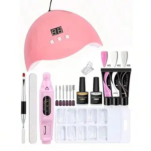 Professional Nail Art Tool Set, 1 Set Nail Extension Gel with UV Nail Lamp & Accessories, Nail Art Kit for Women & Girls, DIY Manicure Accessories, Polygel Nail Kit