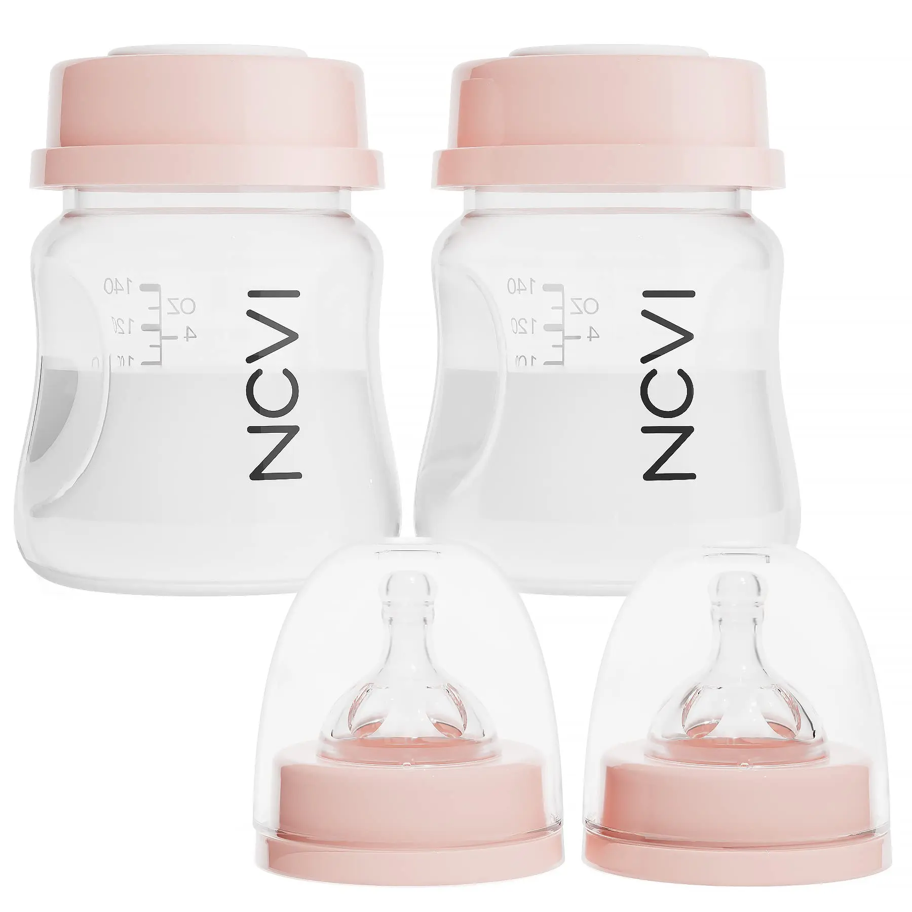 NCVI Baby Bottles, 2 Count Unisex Plain Soft Silicone Bottle Set with Nipples, Leakproof & Anti-Colic for Breast Milk Storage, 4.7oz/140ml, Feeding Baby, Liquid Silicone Baby Bottles & Accessories