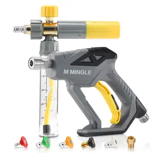 M MINGLE Concentrate Foam Cannon with Pressure Washer Gun, Ready-to-Use Mini Soap Cannon with 5 Nozzle Tips, 1/4" Quick Connect for Thick Sudsy Wash