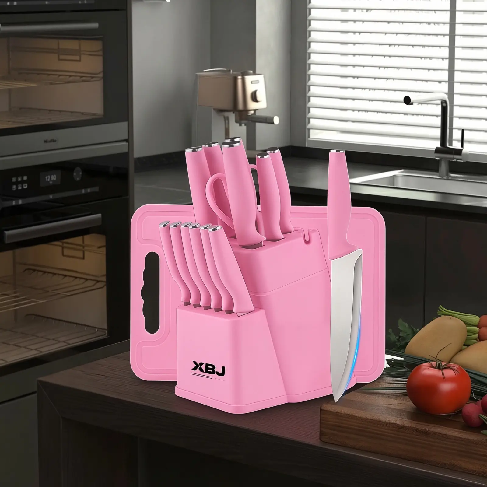 15-piece pink knife set