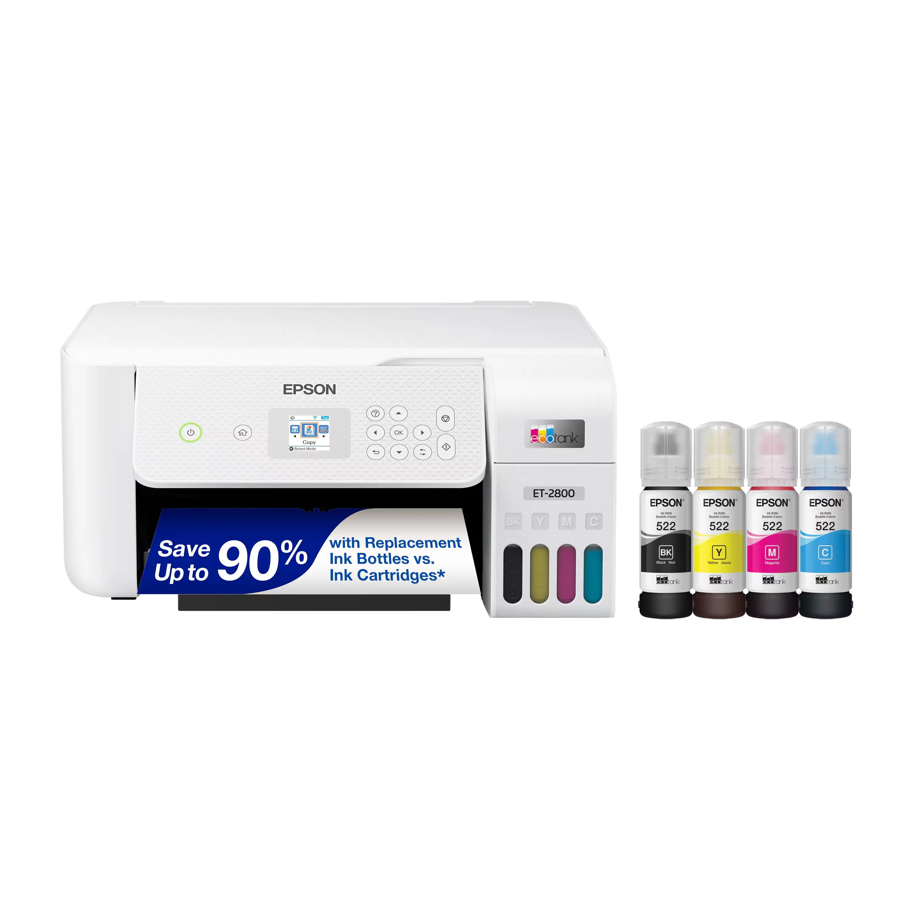 Epson - EcoTank ET-2800 Wireless All-in-One Supertank Inkjet Printer - White Epson - EcoTank ET-2800 Wireless All-in-One Supertank Inkjet Printer - White