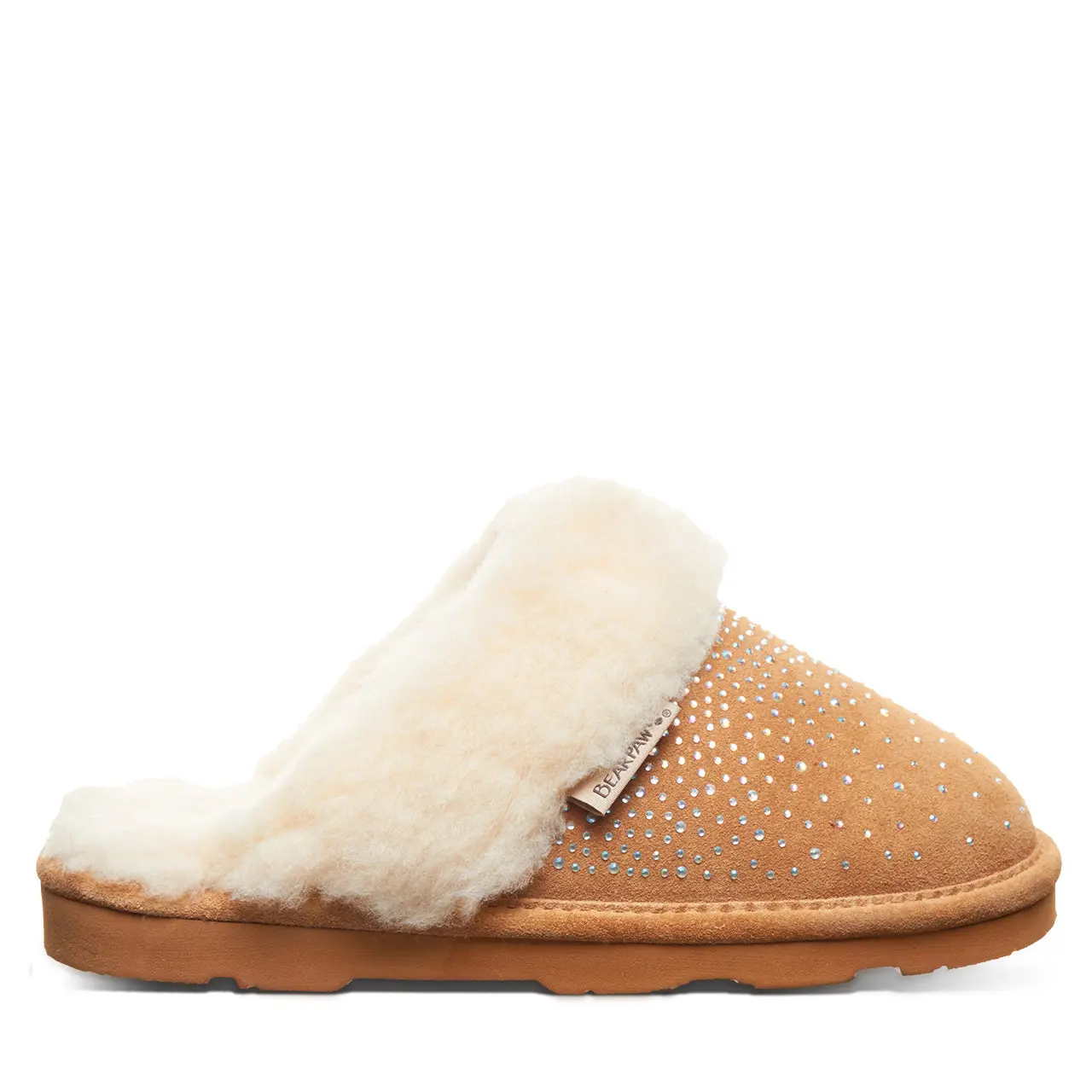BEARPAW Loki Exotic Women's Sparkling Suede Slipper with Cozy Lining - Iced Coffee Sparkle