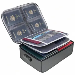 Document Bag With Lock 3-Layer File Storage Case With Zipper Portable Travel Home Organizer For Laptop Files Certificates Gifts For Him Boho Vibes Grey Large Capacity 14.2x10.6x4 inches home essentials graduation gifts graduation leis father’s day gift
