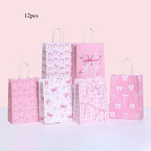 12pcs Belted patterned handbag gift bag, suitable for party giveaways, small snacks and candies bags, suitable for girls' birthdays, baby baptisms, Valentine's Day, weddings, party gifts
