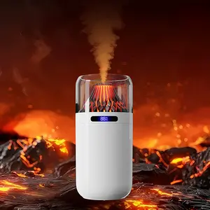 LED Flame Volcano Humidifier Aromatherapy Cool Mist Diffuser Quiet USB Rechargeable Car Air Purifier Ideal for Holiday Christmas Gift