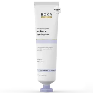 Boka Probiotic Toothpaste, Nano Hydroxyapatite Fluoride Free, Dental Oral Probiotics for Teeth & Gums, Women, Men & Kids - Peppermint Blossom, 4 Fl Oz, 1Pk