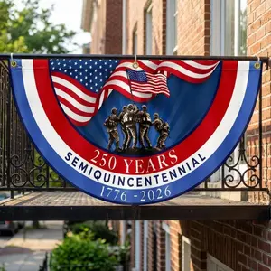 250 Years Semiquincentennial Banner 1776–2026 – American Flag Patriotic Bunting, USA 250th Anniversary Porch Decoration